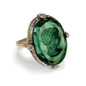 Cameo Intaglio Ring, Emerald stone ring, Amethyst Ring, Vintage Ring, Cocktail Ring, Antique Ring, Statement Ring R130