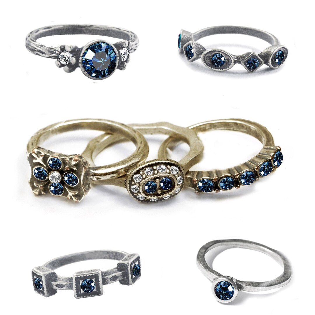 Sapphire September Birthstone Ring: Silver Boho Stacking Ring - Etsy