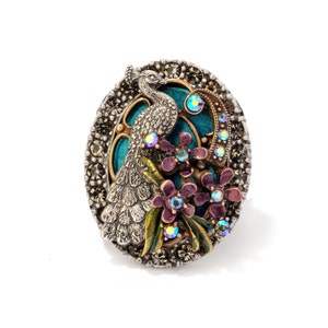 Bird Ring, Peacock Ring, Peacock Jewelry, Peacock Wedding, Wedding Ring, Enamel Ring, Adjustable Ring, Statement Ring, Bird Lover OL_R335