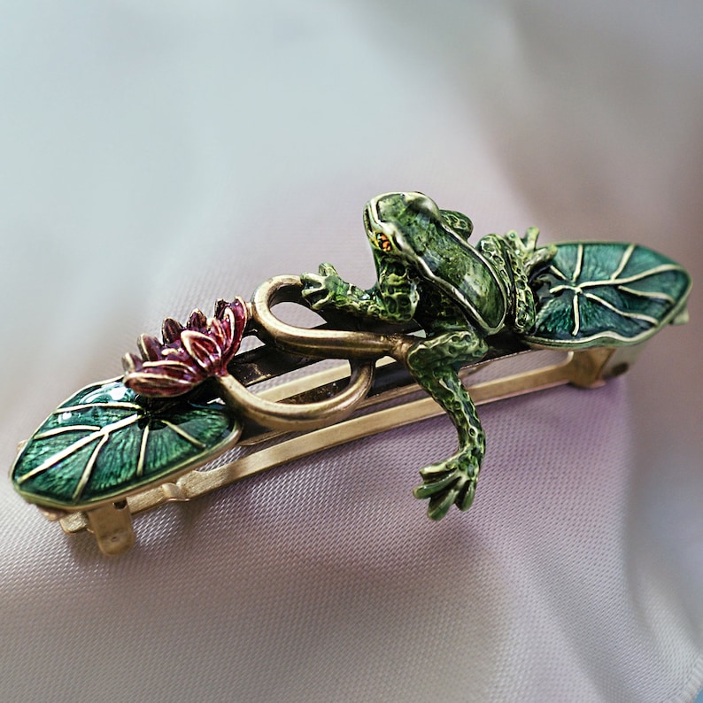Frog Barrette Frog Hair Clip Frog Jewelry Frog Gift Animal Etsy