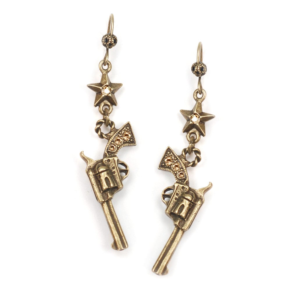 Gun Earrings Western Earrings Cowboy Earrings Pistol Etsy