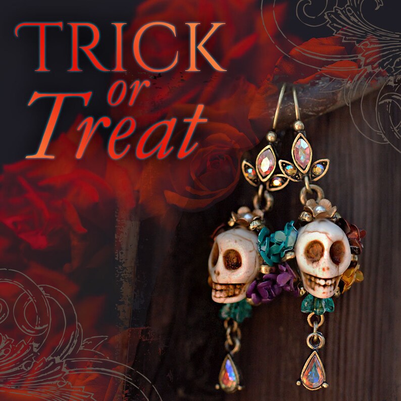 Colorful Sugar Skull Earrings Dia de los Muertos Earrings | Etsy