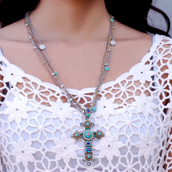 Gypsy cheap cross necklace