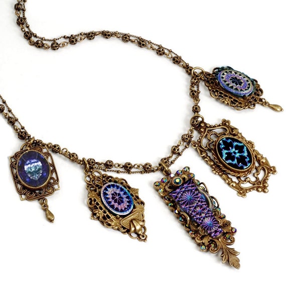 Art Deco Iridescent Purple Statement Necklace Purple Jewelry - Etsy