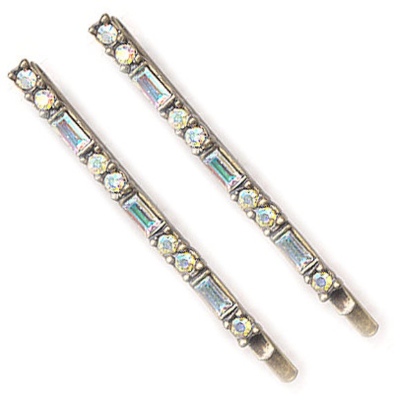 New Genesis Online 5 Pcs Rhinestone Bobby Pin Metal Hair Clips Green Crystal Hair Pin Decorations for Lady Women Girls, Size: One Size