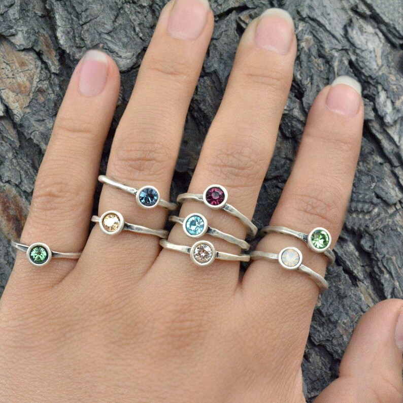 Birthstone Ring, Delicate Ring, Stackable Birthstone Ring, Solitaire Ring, Crystal Ring, Minimalist Ring, Antique Ring, Boho Ring R601 image 8