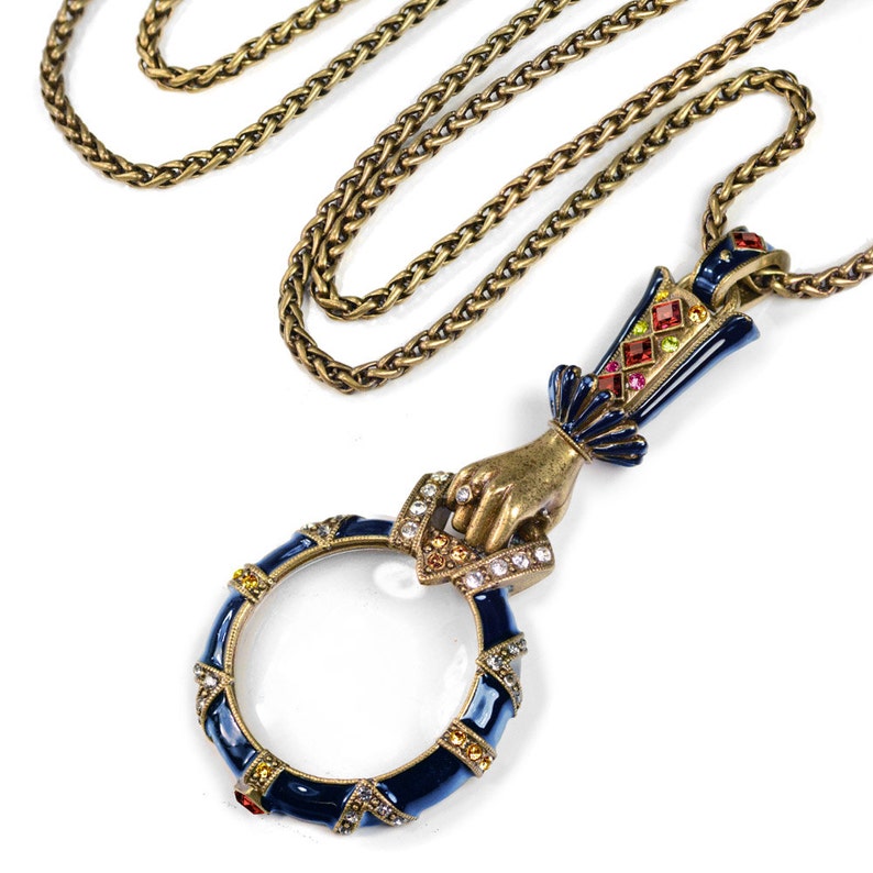 Magnifying Glass Art Deco Necklace Magnifying Glass Pendant Etsy UK