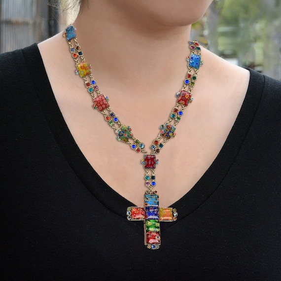 Multicolored Large Geometric Necklace Multicolored Large Geometric Necklace