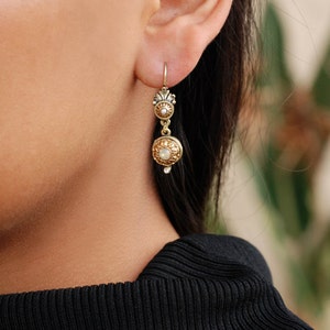 Victorian Earrings, Small Earrings, Minimalist Earrings, Opal Earrings, Beach Earrings, Vintage Earrings, Gold Earrings E1172 image 7