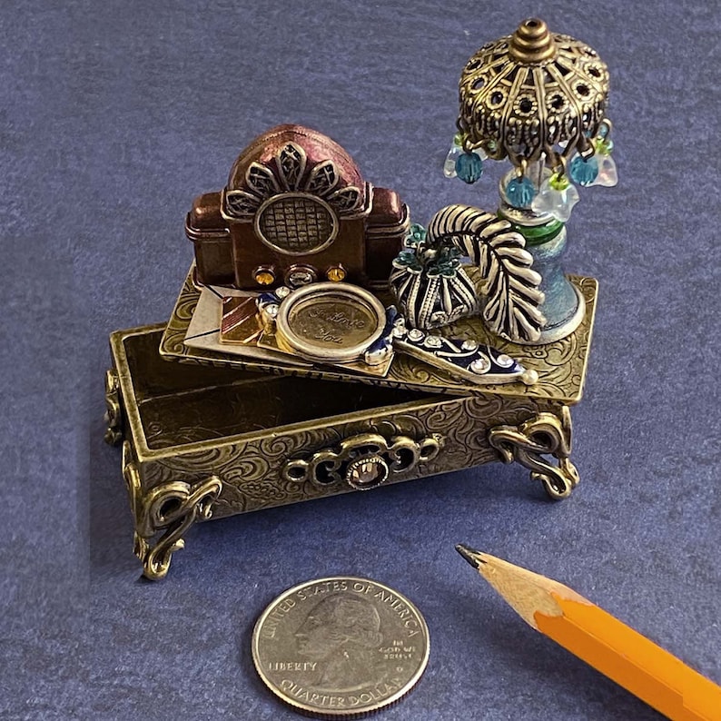 Vintage Desk Box Trinket Box Miniature Jewelry Box Mini Etsy