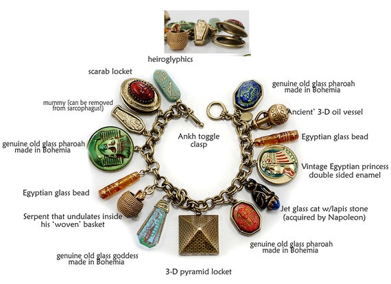 Egyptian Charm Bracelet, Egyptian Jewelry, Egypti… - image 3