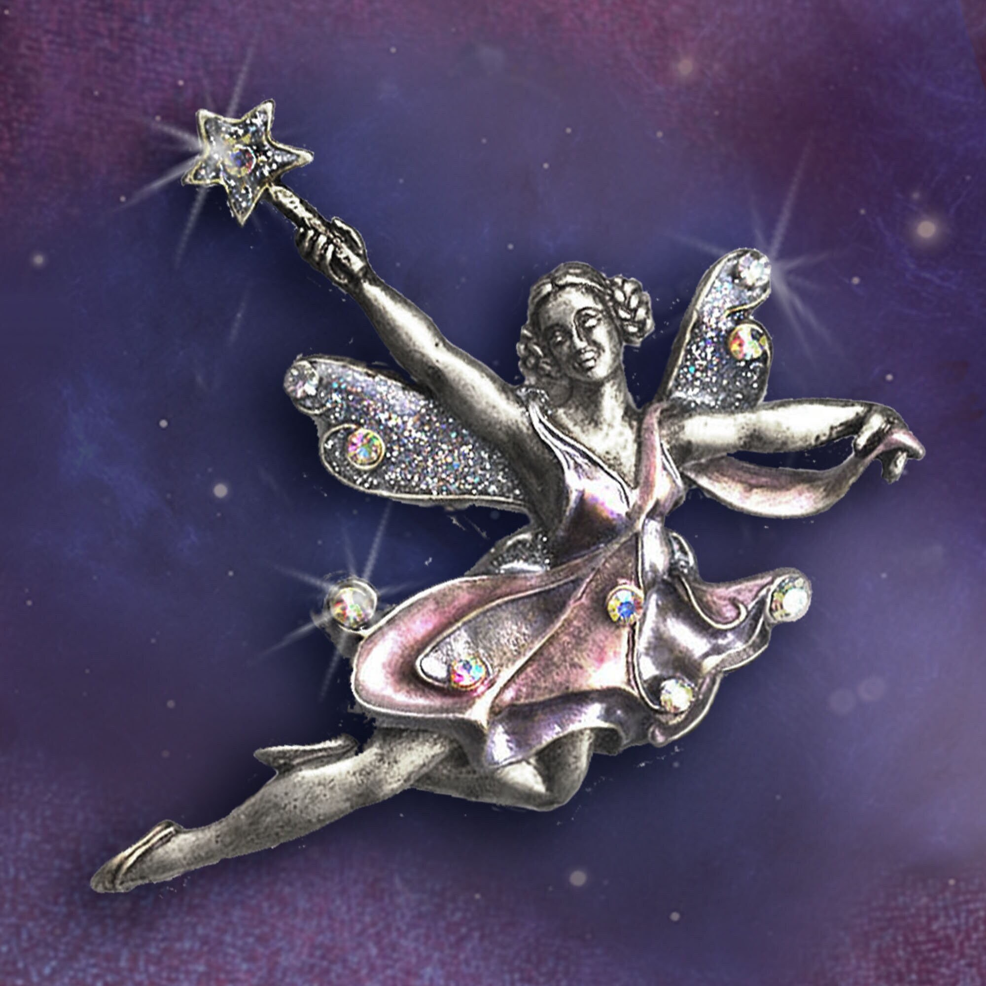 Fairy Brooch Silver Art Nouveau Fairy Ballerina Pin Brooch