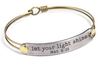 Sweet Romance Bible Verse Bracelet - Let your light shine Mat 5 16, Religious Jewelry, Christmas Gift, Inspirational Bracelet BR500