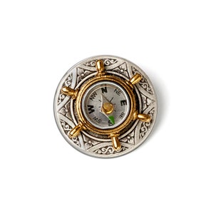 Compass Pin,  Miniature Compass, Compass Jewelry, Ship Wheel Jewelry, Vintage Compass, Antique Compass, Antique Compass Jewelry P668