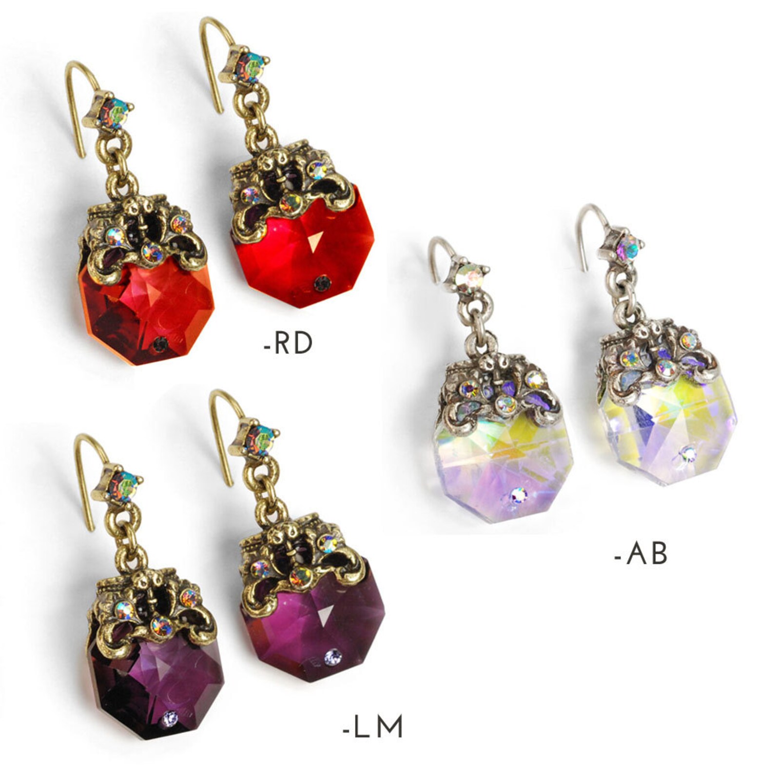 Prism Earrings Crystal Earrings Aqua Earrings Octagon Prism Etsy