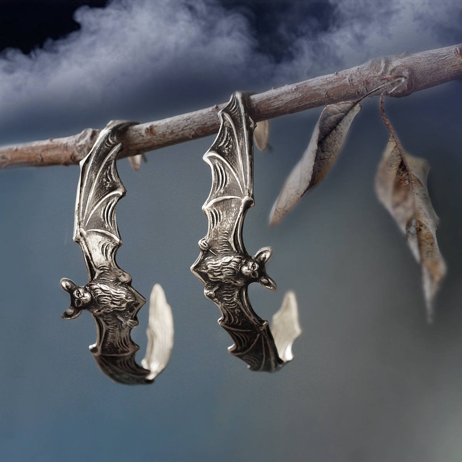Elvira's Bat Hoop Earrings. Bat Earrings Silver Earrings Etsy UK