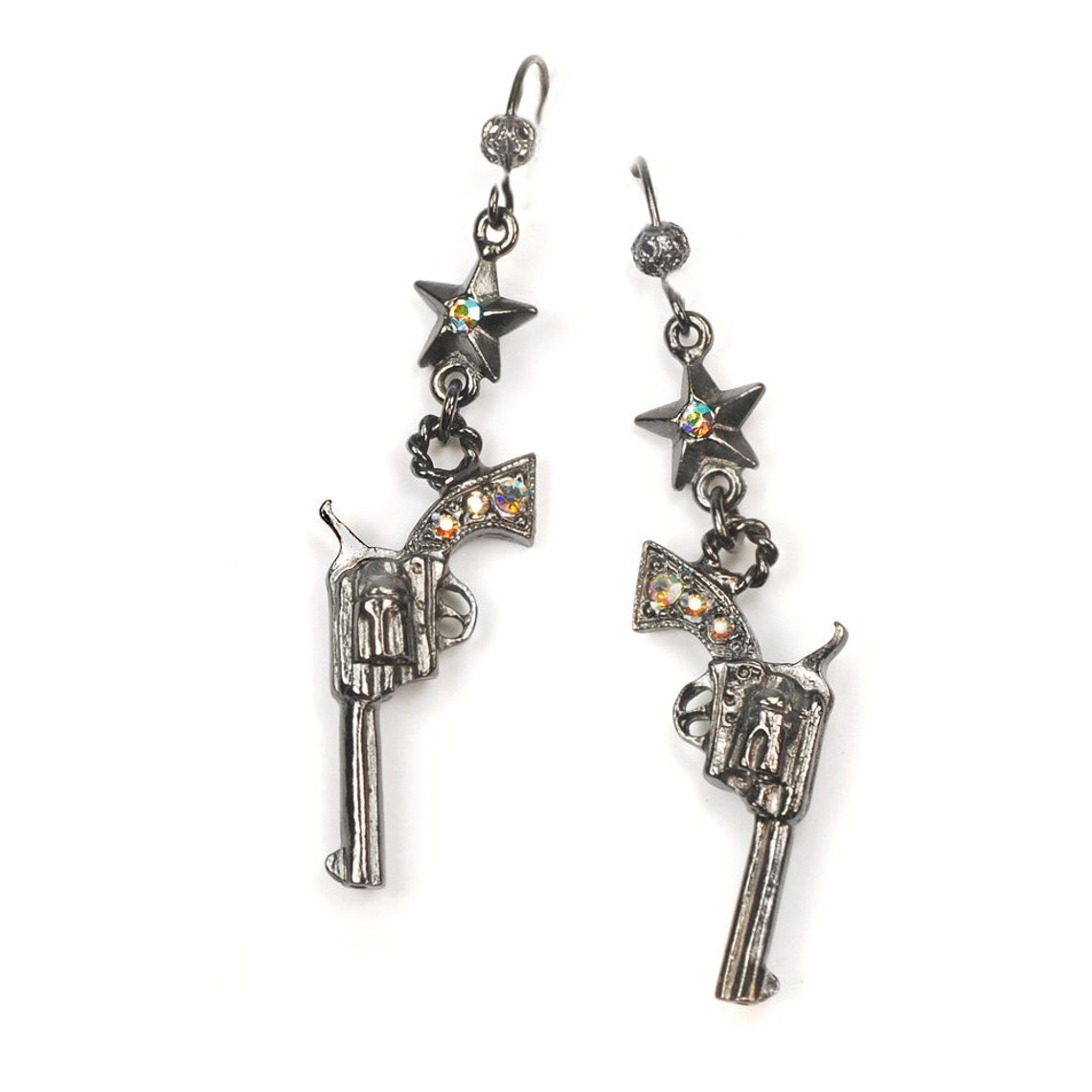 Black and Orange Pistol Earrings