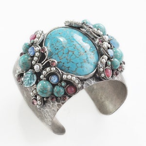 Gemstone Butterfly Cuff Bracelet, Butterfly Bracelet, Cuff bracelet, Boho Jewelry, Butterfly Jewelry, Southwest Bracelet, Vintage Cuff BR261