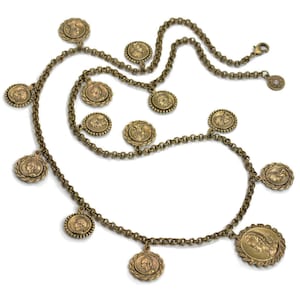 Boho Roman Coin Necklace: Mercury & Pegasus, 32 Inch Chain