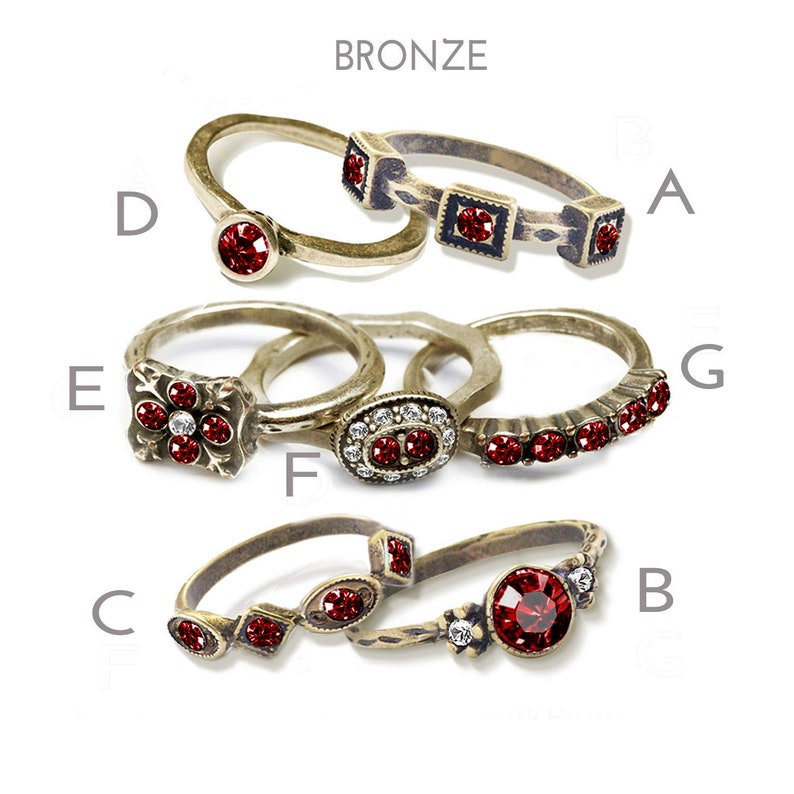 Gold Ring Antique Ring Stackable Rings Garnet Red Stacking Rings Set Vintage Rings January Birthstone Stack Rings Boho Rings