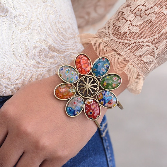 Millefiori Pulsera Pequeño Corazón Arco Iris Fashion Jewellery