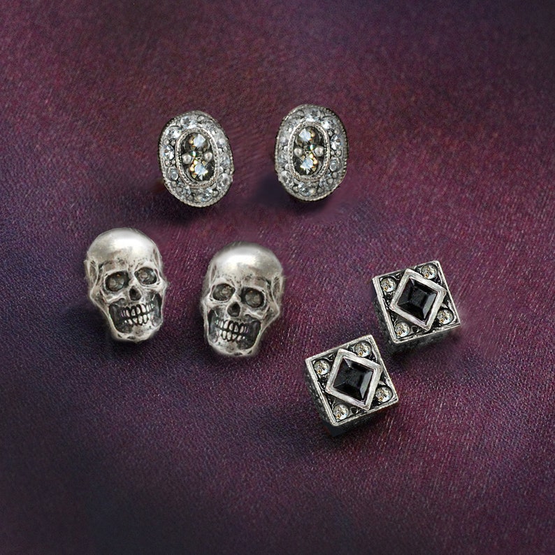 Elvira Gothic Earring Set Gothic Stud Earrings Gothic Etsy
