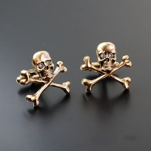 Schädel-Manschettenknöpfe, Manschettenknöpfe Gold, Halloween Schmuck, Manschettenknöpfe, Schädel Schmuck, Piraten Schmuck, Geschenk für Papa, Bräutigam Manschettenknöpfe, Geschenk für ihn