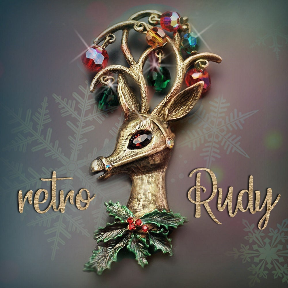 Kirks Folly Deer Reindeer Pin Brooch Dangles Snowflakes New Old Stock -  Ruby Lane