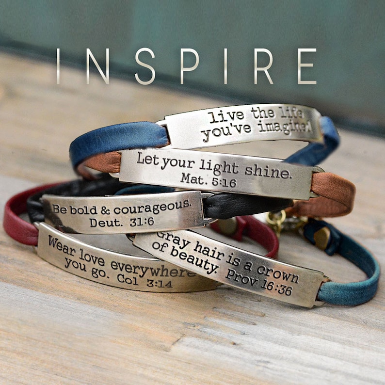 Inspirational Bracelet, Leather Bracelet, Inspirational Jewelry, Motivational Jewelry, Best Friend Gift, Stackable Bracelets, Boho Bracelet image 5