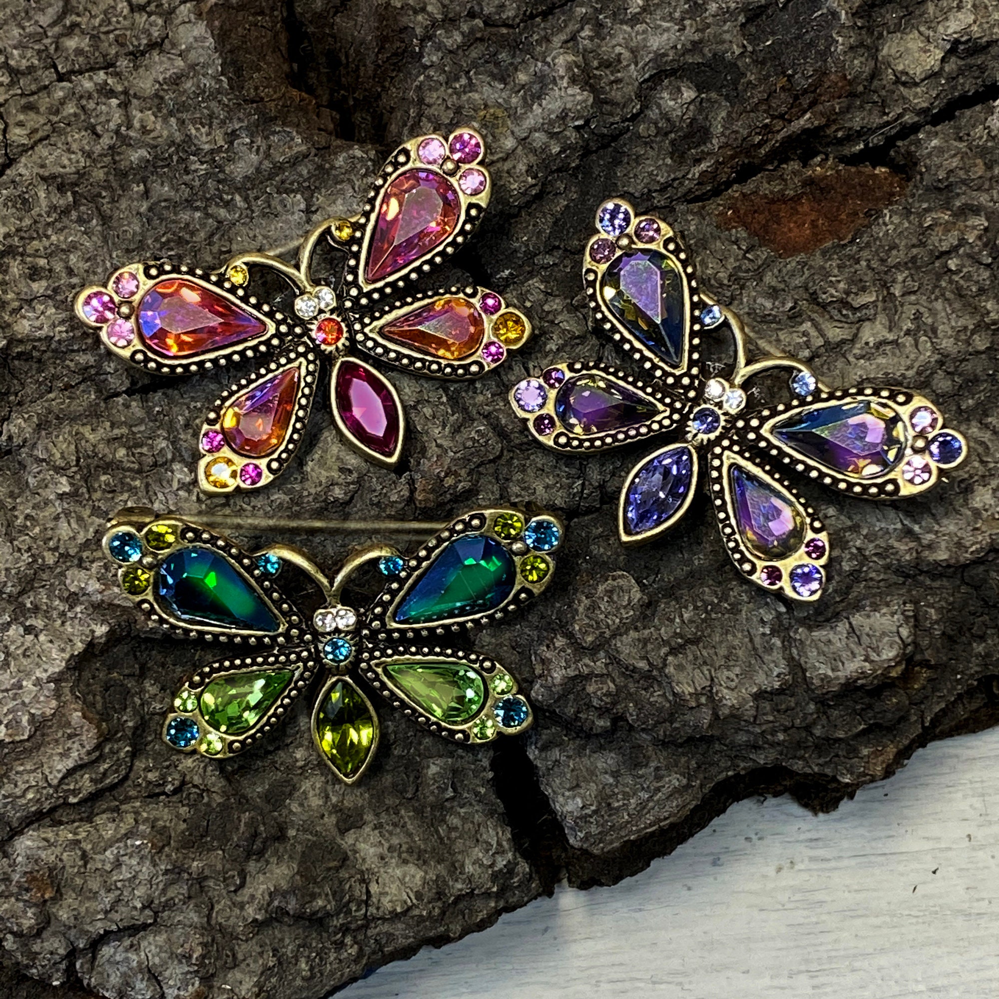 Spilla Farfalla Arcobaleno Con Strass - Accessorio Retro Per Vestiti, Regalo Ideale - Foto 12