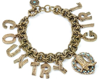 Country Western Charm Bracelet: Cowboy Boot Jewelry