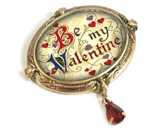 Be My Valentine Pin, Valentine Brooch, Vintage Valentine, Valentine's Day Gift, Love Pin, Heart Jewelry, Retro Valentine, Gift for Her P345