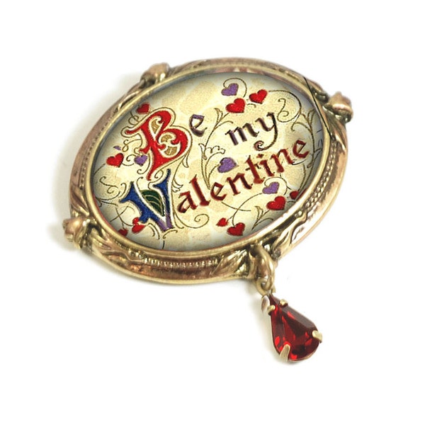 Be My Valentine Pin, Valentine Brooch, Vintage Valentine, Valentine's Day Gift, Love Pin, Heart Jewelry, Retro Valentine, Gift for Her P345
