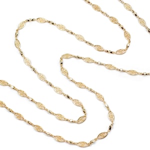 Long Filigree Gold Chain Necklace, Long Silver Delicate Chain, layering necklace, Victorian Chain Necklace N1317