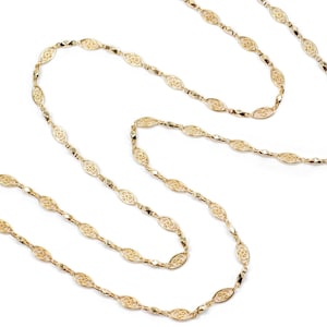 Long Filigree Gold Chain Necklace, Long Silver Delicate Chain, layering necklace, Victorian Chain Necklace N1317