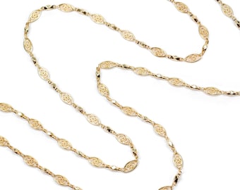 Long Filigree Gold Chain Necklace, Long Silver Delicate Chain, layering necklace, Victorian Chain Necklace N1317