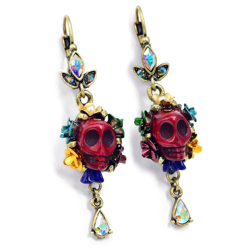 Colorful Sugar Skull Earrings Dia de los Muertos Earrings