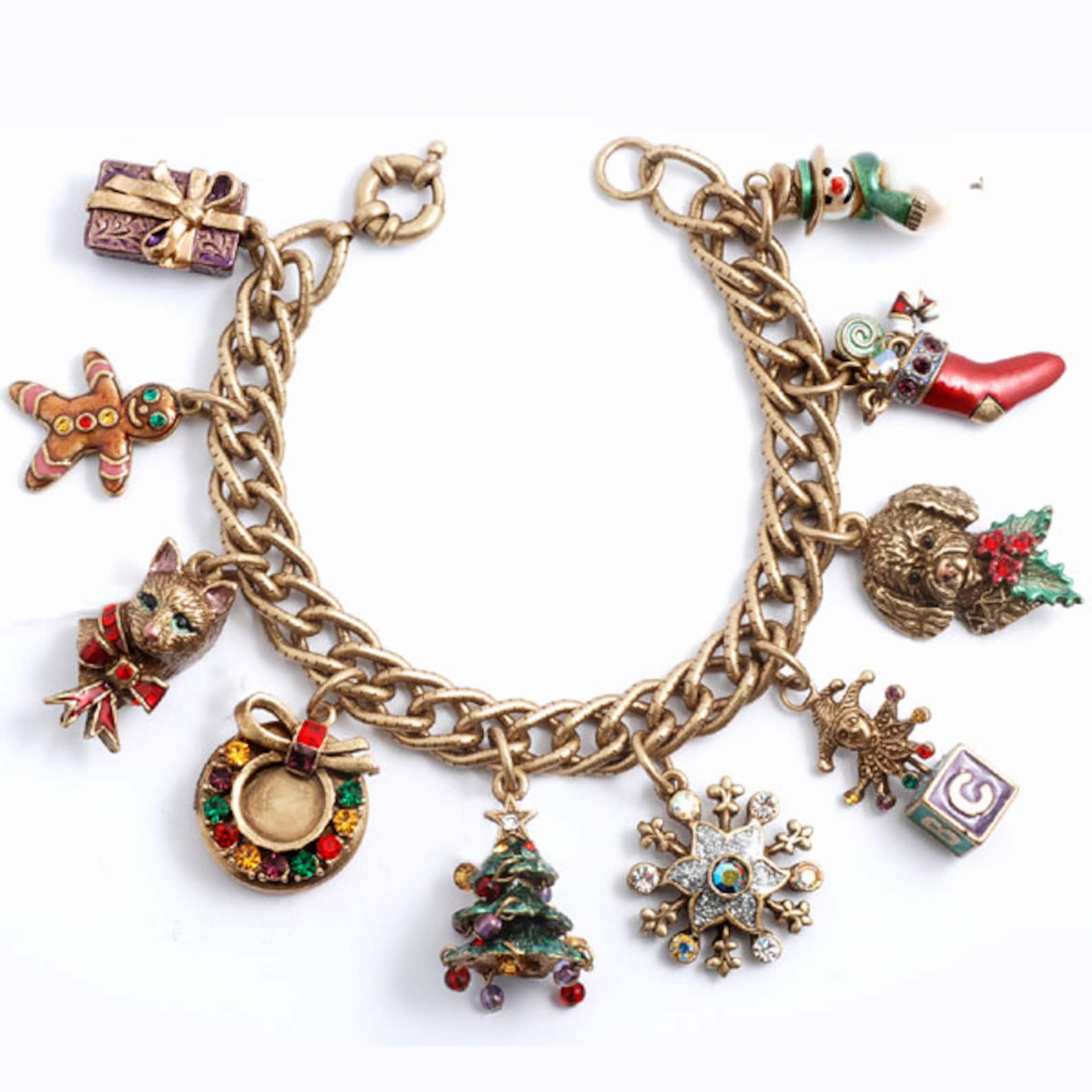 Christmas Charm Bracelet Christmas Bracelet Christmas Etsy