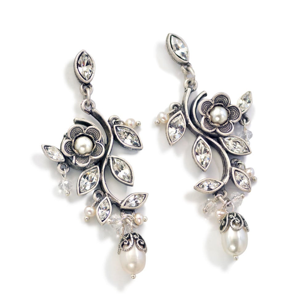 Silver Crystal Vintage Necklace Vintage Crystal Wedding - Etsy