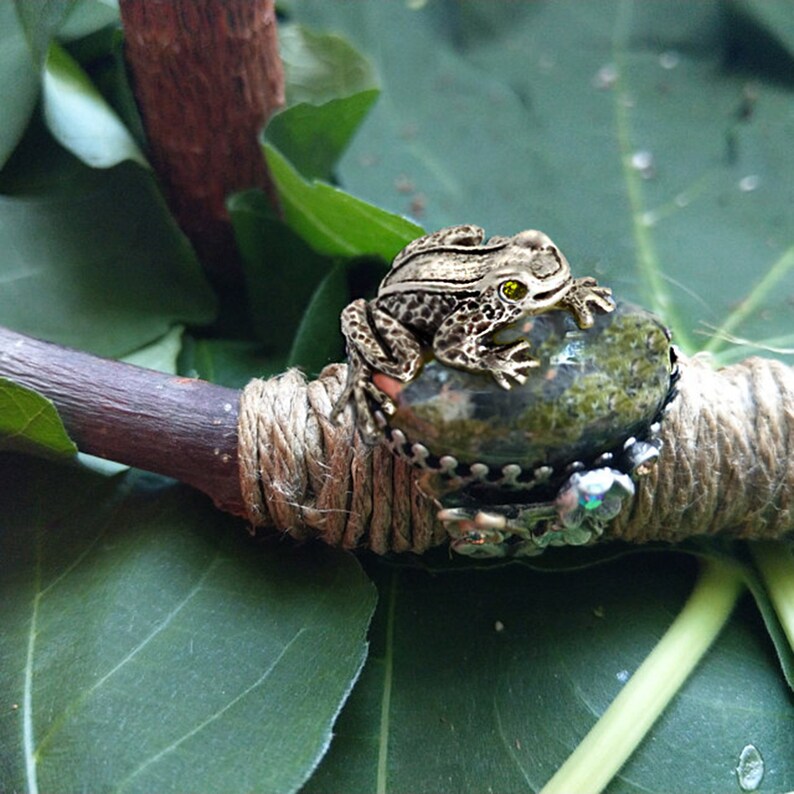 Frog Ring Frogs Frog Jewelry Animal Ring Adjustable Ring Etsy
