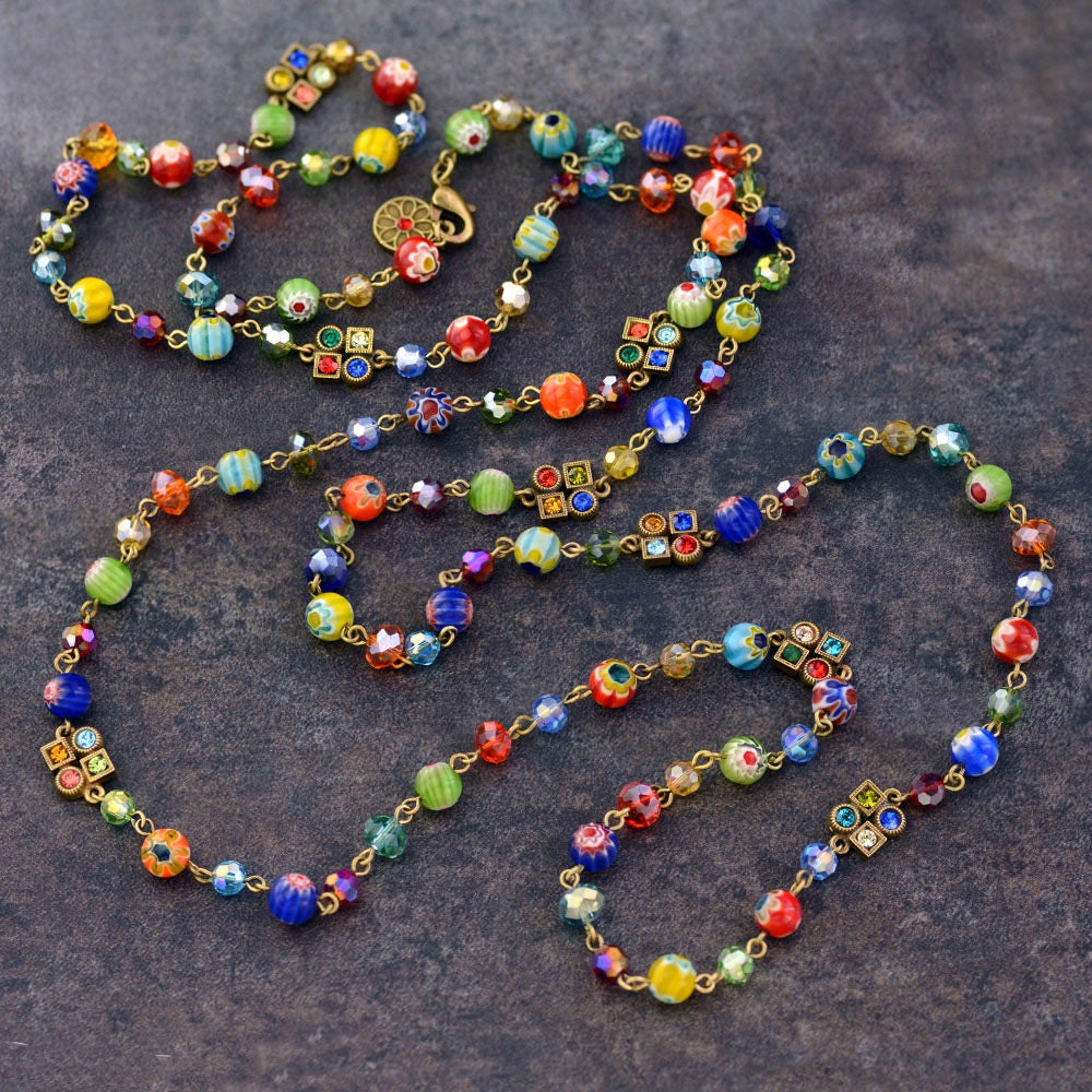 Long glass sale bead necklace