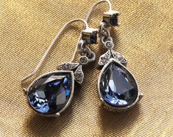 Faceted Crystal Teardrop Earrings: Victorian Wedding Jewelry