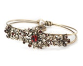 Crystal Bracelet, Bangle Bracelet, Stackable Bracelet, Wedding Bracelet, Wedding Jewelry, Garnet Bracelet, Crystal Bangle, Wedding BR356