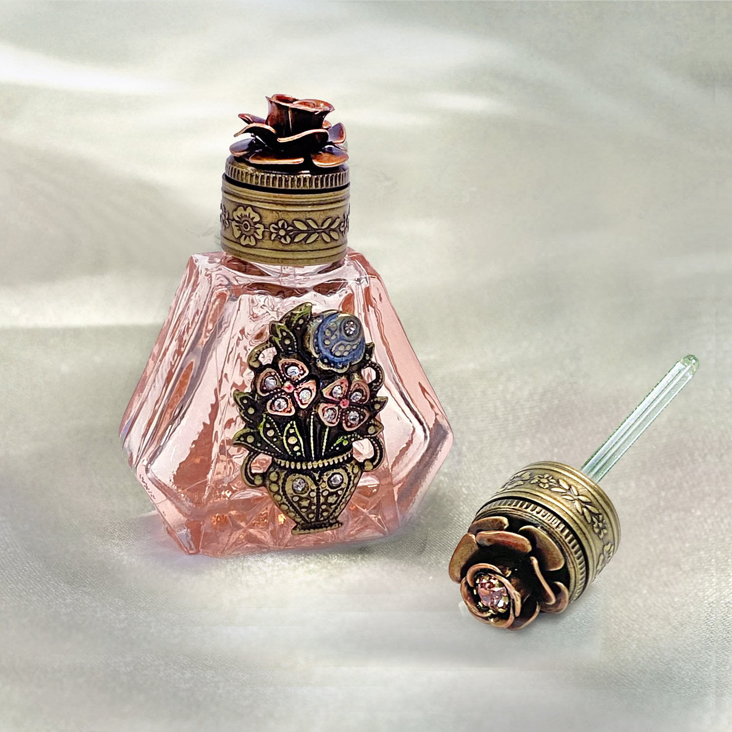 Perfume Bottle Pink Vintage Perfume Essential Oil Bottles image