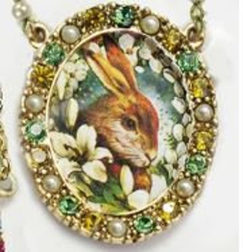 Rabbit Necklace Bunny Necklace Enamel Jewelry Vintage Etsy