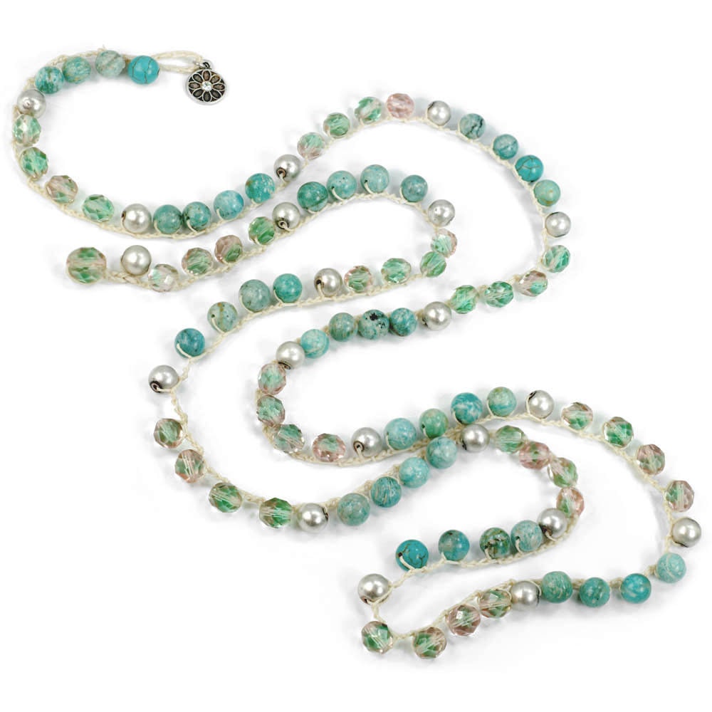 Crochet Necklace Sweet Romance Gemstone Necklace Beaded - Etsy
