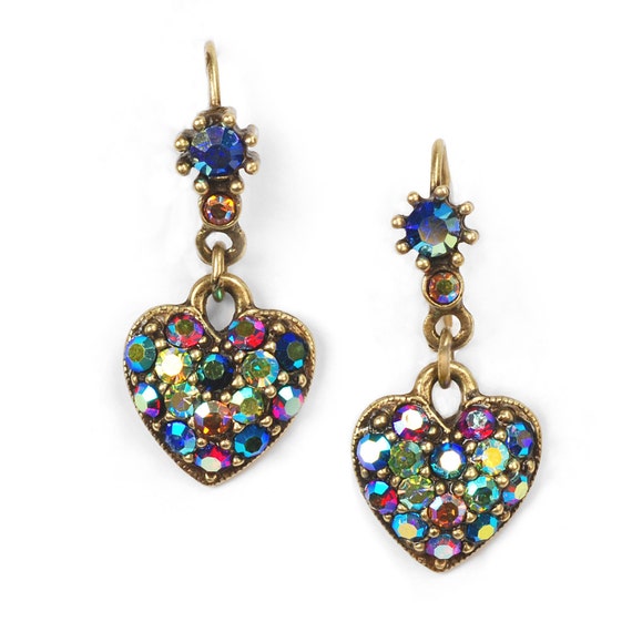 Crystal Heart Earrings - Multicolor Crystal Heart Earrings - Multicolor