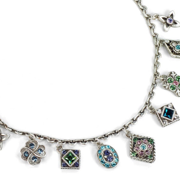 Charm Halskette, Boho Halskette, Statement Halskette, Silber Halskette, Blau Halskette, Vintage Halskette, Silber Schmuck, Viktorianischer Hals N1340