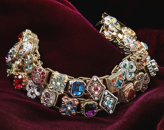 Renaissance Crystal Slide Bracelet: Elizabethan Style Wedding Jewelry