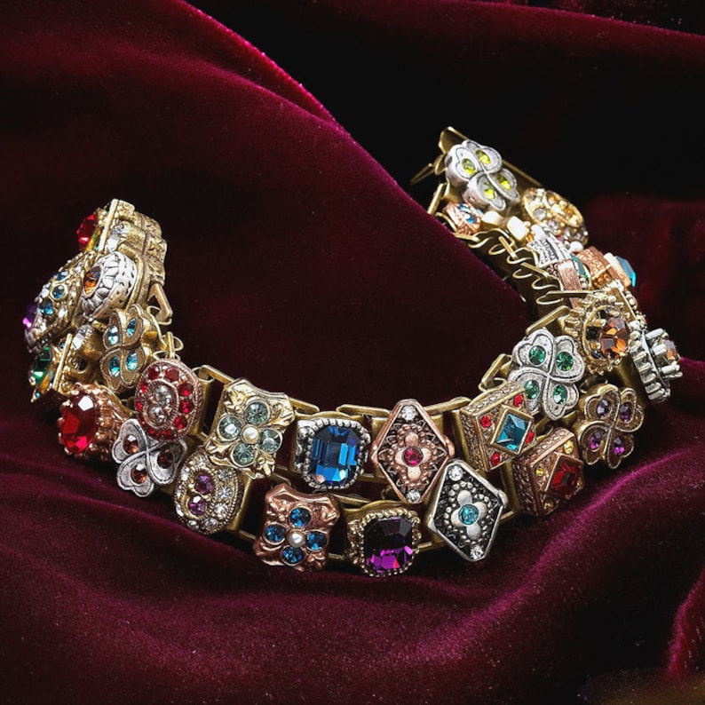 Renaissance Crystal Slide Bracelet: Elizabethan Style Wedding Jewelry image 1